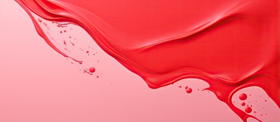 Red paint dripping Color cropping on isolated pastel background Copy space