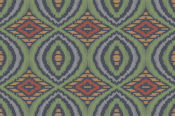Ikat Paisley Pattern Embroidery Background. Ikat Floral Geometric Ethnic Oriental Pattern traditional.aztec Style Abstract Vector illustration.design for Texture,fabric,clothing,wrapping,sarong.