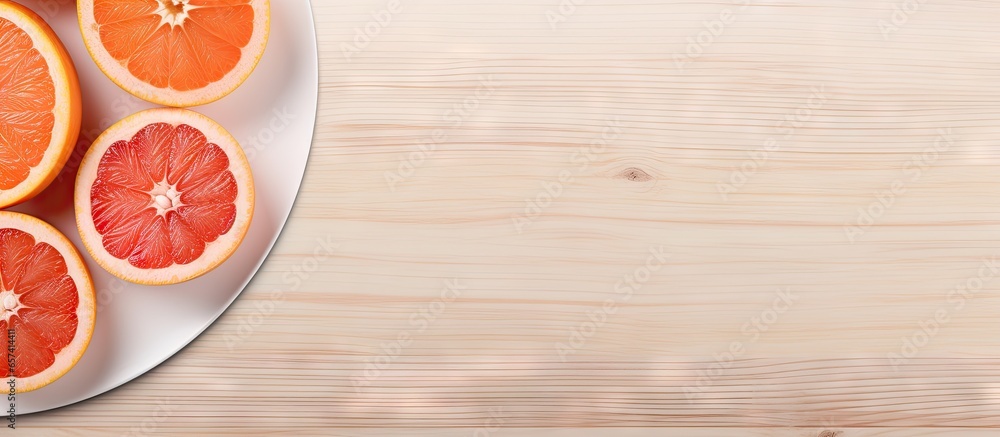 Poster sushi with salmon on a white plate on a isolated pastel background copy space