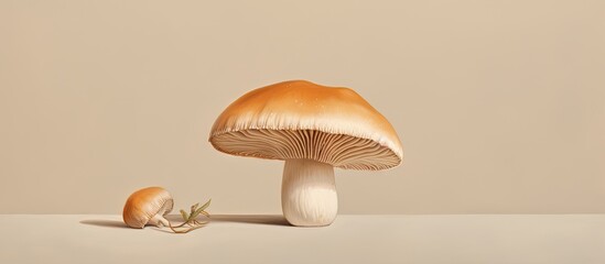 Shimeji a type of mushroom is brown in color isolated pastel background Copy space - Powered by Adobe