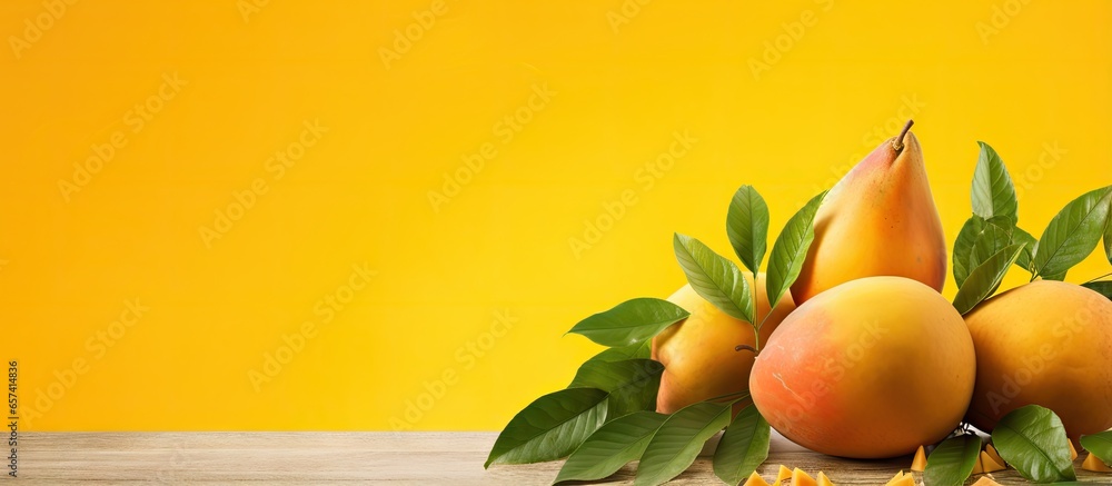 Poster copy space image on isolated background with mangos