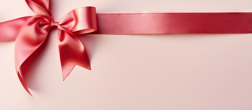 copy space image on isolated background with shiny red ribbon