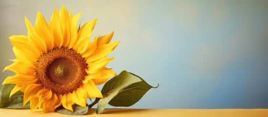 Obraz premium sunflower arrangement isolated pastel background Copy space