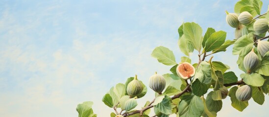 The growth of the fig tree isolated pastel background Copy space