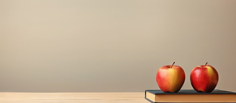 copy space image on isolated background with an apple on top of books