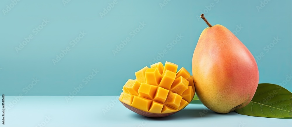 Poster copy space image on isolated background with a mango