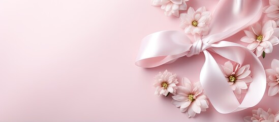 Stunning bloom neatly tied isolated pastel background Copy space