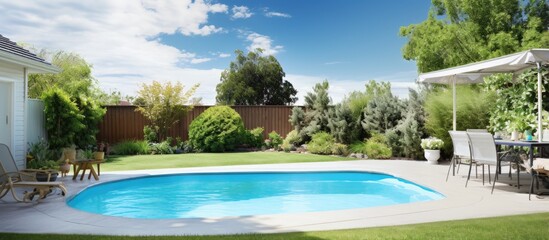 Obraz na płótnie Canvas Residential backyard with pool
