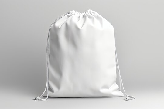 white drawstring bag isolated on a white background
