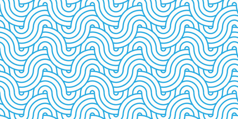 	
Seamless geometric ocean spiral pattern and abstract circle wave lines. blue seamless tile stripe geomatics overlapping create retro square line backdrop pattern background. Overlapping Pattern.