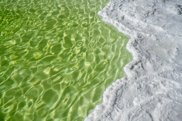  green lake water and salt on the bank