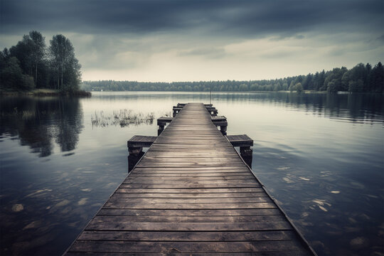 photo of a wooden dock on the lake