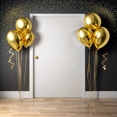 Celebration background with confetti and balloons, happy birthday, new year celebration 