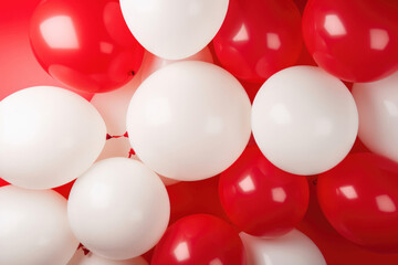 Red and white balloons for greeting card