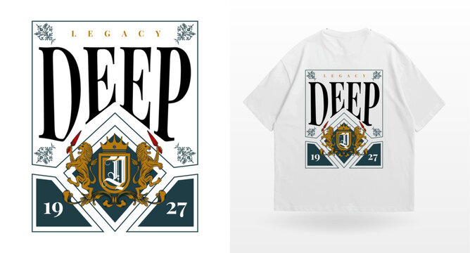 logo slogan graphic, retro college university victorian with sport, shield and lions. ornaments and geometric graphics, health and fitness club summer SS23 tennis crest sport 