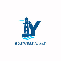 design logo combine letter Y and tower lighthouse