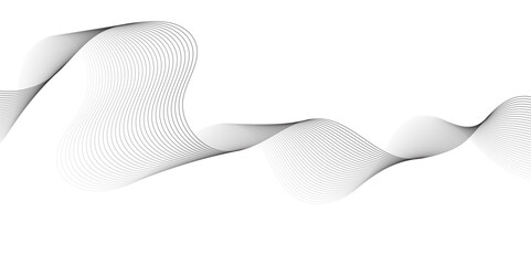 Technology abstract wavy curve lines on transparent background.