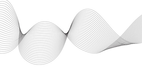 Technology abstract wavy curve lines on transparent background.