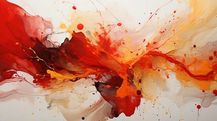 Splashes of Vibrant Red Stains Abstract Patterns on a Pristine White Background