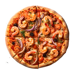 Pizza aux Fruits de Mer (nourriture italienne), focus en gros plan, avec transparence sans background