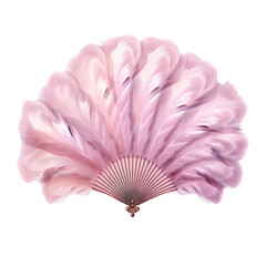 Pink feather fan on transparent background