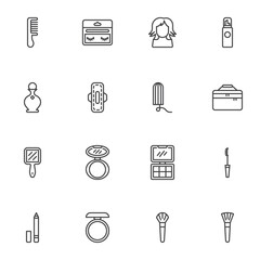 Cosmetics and accessories line icons set