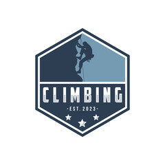 Climbing logo vector. Sport climbing, emblem climbing illustration