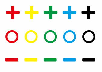 カラフルな白縁のボタンアイコン