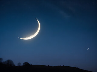 Obraz na płótnie Canvas Crescent moon in the night sky