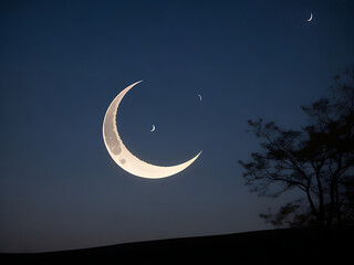 Naklejka na ściany i meble Crescent moon in the night sky