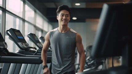 Portrait of young sporty playing lifting dumbbells in gym. Happy athletic fit muscular in fitness center.