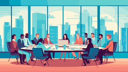 Fototapeta na wymiar Concept vector illustration of business meeting. 