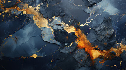 The Background is Cracked Marble in the Style of Dark Gold and Light Black Aerial View