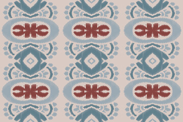 Ikat Floral Paisley Embroidery Background. Ikat Seamless Pattern Geometric Ethnic Oriental Pattern Traditional. Ikat Aztec Style Abstract Design for Print Texture,fabric,saree,sari,carpet.