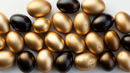 Group of golden easter eggs