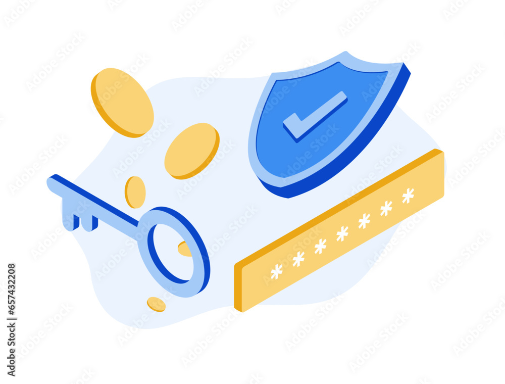Poster personal data protection concept. privacy lock with password, safety, data protection and encryption
