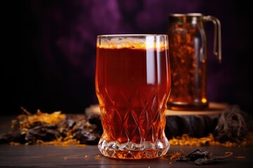 serving a chilled amber ale in a fantasy beer glass