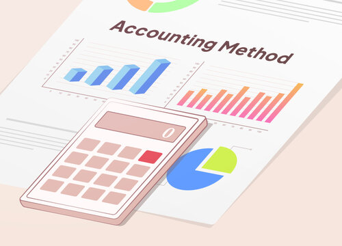 Accounting Methods - Cash vs Accrual. Cash method records money transactions. Accrual accounting tracks when earnings and expenses occur. Vector isometric illustration on white background with icons