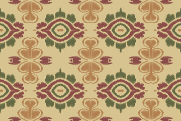 Ikat Damask Paisley Embroidery Background. Ikat Floral Geometric Ethnic Oriental Pattern traditional.aztec Style Abstract Vector illustration.design for Texture,fabric,clothing,wrapping,sarong.