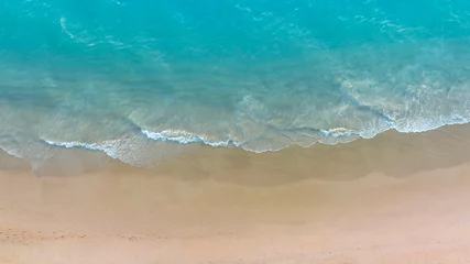 Fototapete Rund Beach Wave water in the Tropical summer beach with  sandy beach background © SASITHORN