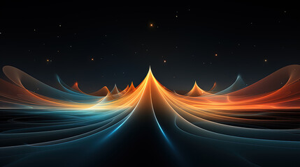 Fototapeta na wymiar Fictional Drawing of Energy Flows on Dark Sky Background