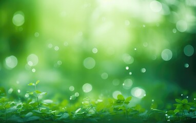 Obraz premium Blurry green natural background. Generative AI