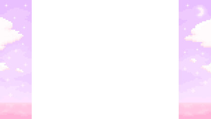 ピクセルアートな夕暮れレトロフレーム♪PNG