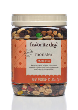 IRVINE, CALIFORNIA - 4 OCT 2023: A jar of Favorite Day Monster Trail Mix.