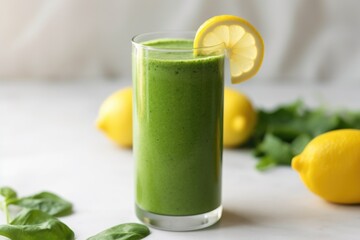Fototapeta premium close-up of green detox smoothie in a tall glass