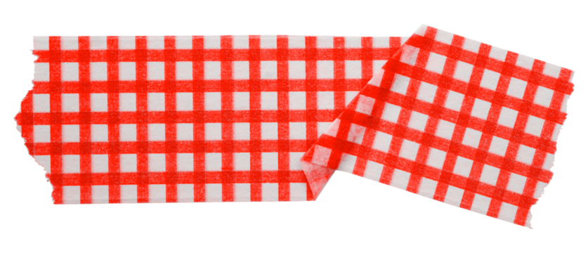 red patterned sticker paper tape isolated on transparent background.
