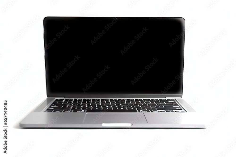 Poster modern tech essentials. laptop on white background isolated. digital workspace. business meets techn