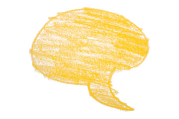 yellow brush painting speech bubbles isolated on transparent background.