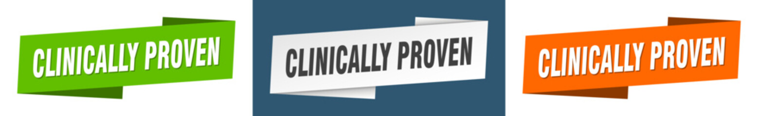 clinically proven banner. clinically proven ribbon label sign set