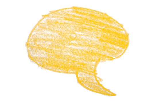 yellow brush painting speech bubbles isolated on transparent background.